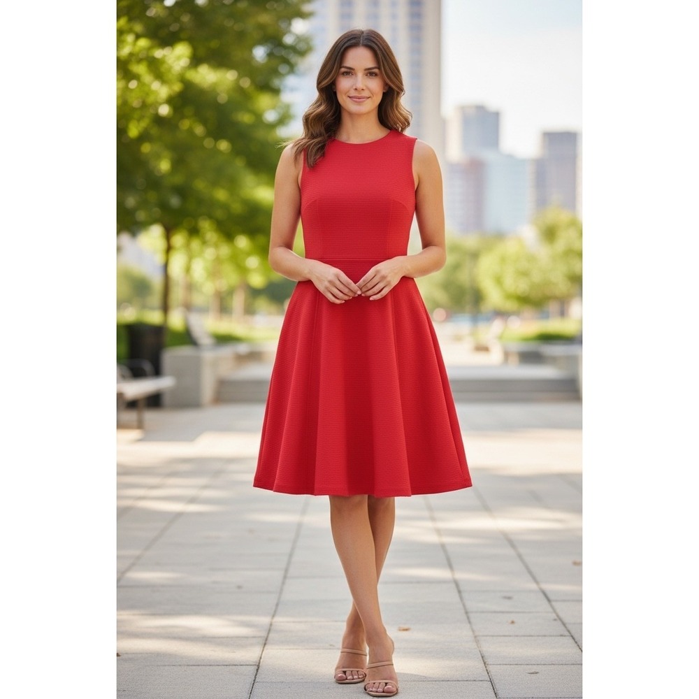 Barbiecore Fit Flare Dress 8 Hot Pink Coquette Preppy Chic Wedding Guest Church